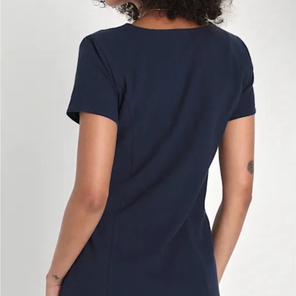 NWT Lulus Everyday Sweetness Navy Button-Up Mini Dress With Pockets - Picture 5 of 8
